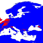 Anopheles plumbeus modeled distribution map